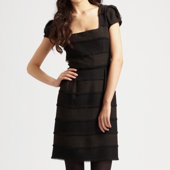 Nanette Lepore Fringe Tonal Stripe Dress Sz 4 EUC - Picture 2 of 4